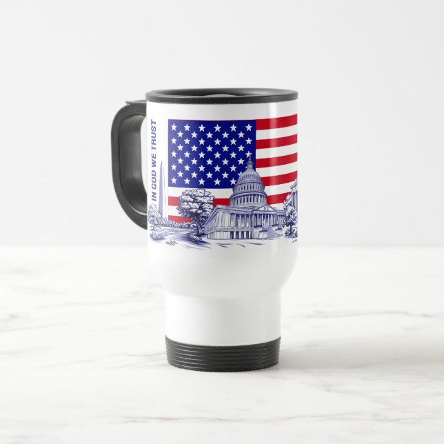 USA America Flagga Monument Illustration Souvenir Resemugg (Framsida vänster)