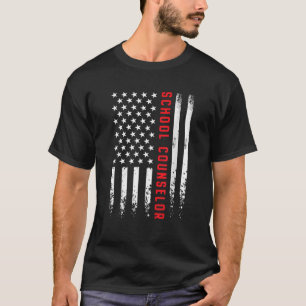USA America Flagga School Counselor Guidance 4:th T Shirt