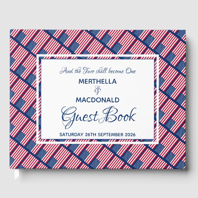 USA AMERICA FLAGGA Scripture Personligt bröllp Gästböcker (Framsida)