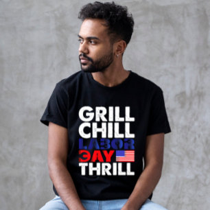 Usa America Grill Avslappnad Labor Day Spännande B T Shirt