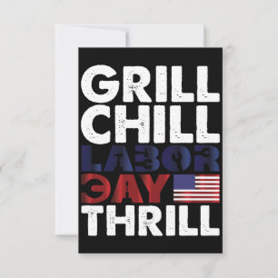 Usa America Grill Chill Arbetsdag Thrill BBQ-fest Tack Kort