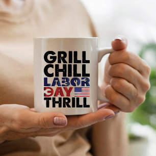 Usa America Grill Chill Labor Day Spänning BBQ-fes Kaffemugg