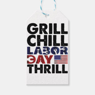 Usa America Grill Chill Labor Day Thrill BBQ-fest Presentetikett