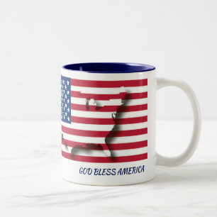 USA AMERICA KARTA Scripture Customized WHITE Två-Tonad Mugg
