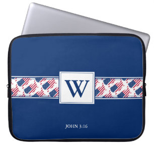 USA AMERICA Monogram Christian Bible Laptop Fodral