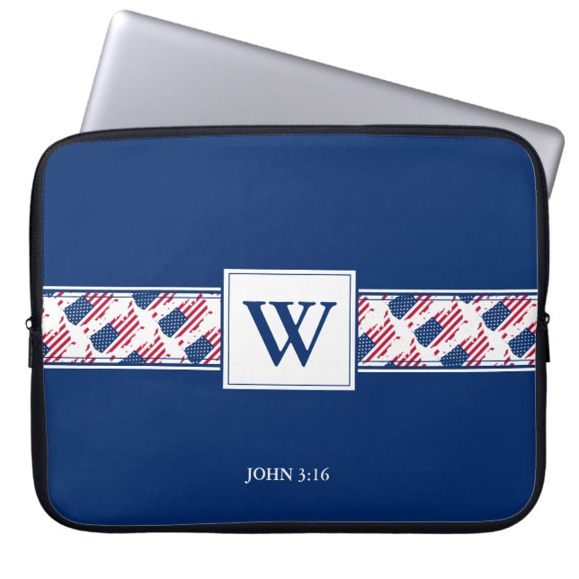USA AMERICA Monogram Christian Bible Laptop Fodral (Framsidan)