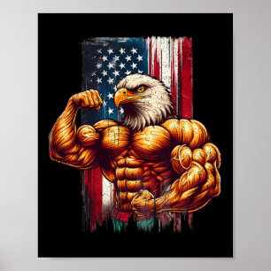 Usa American America Flagga Bodybuilding Bodybuild Poster