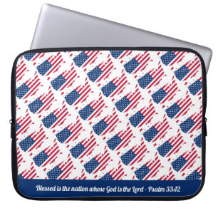 USA AMERICAN Anpassade Scripture FLAGGA Laptop Fodral