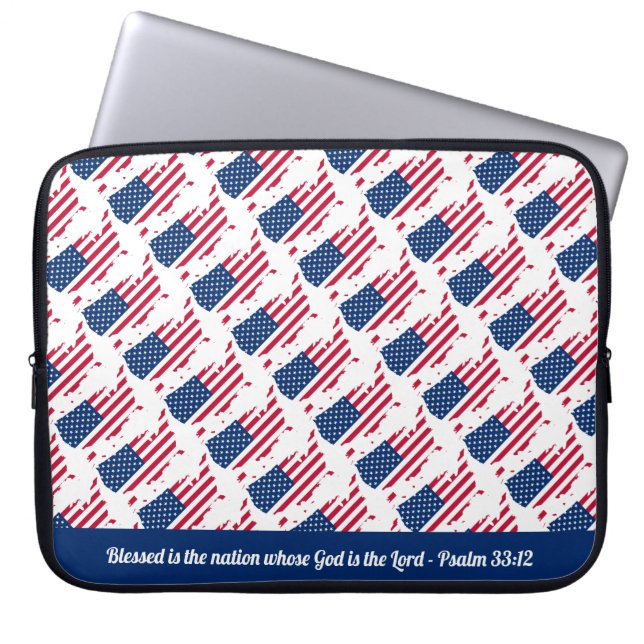 USA AMERICAN Anpassade Scripture FLAGGA Laptop Fodral (Framsidan)
