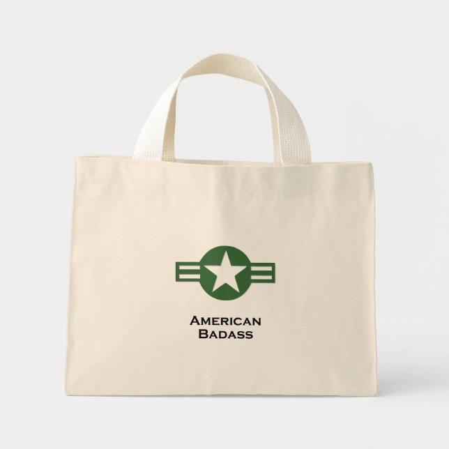 USA American Badass Grönt Mini Tygkasse (Framsidan)