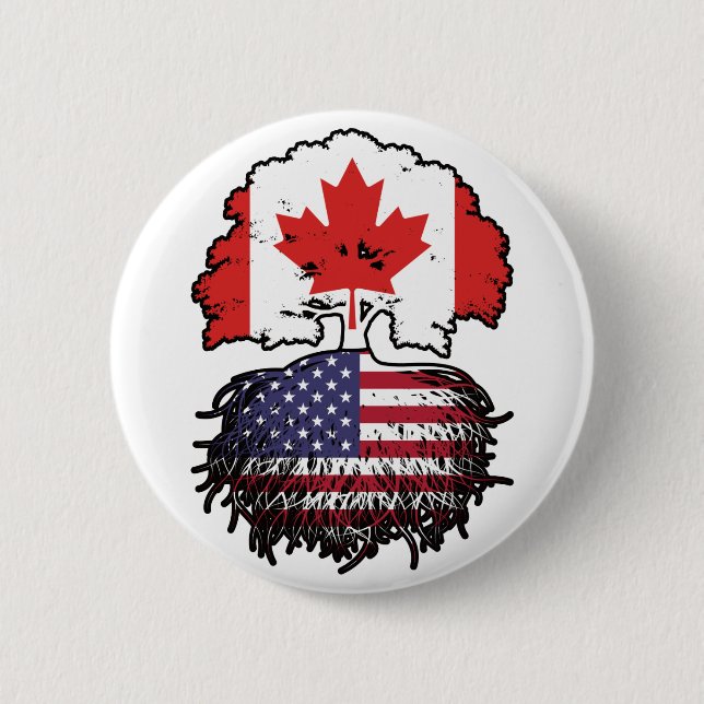 USA American Canadian Canada Tree Roots Flag Knapp (Framsida)