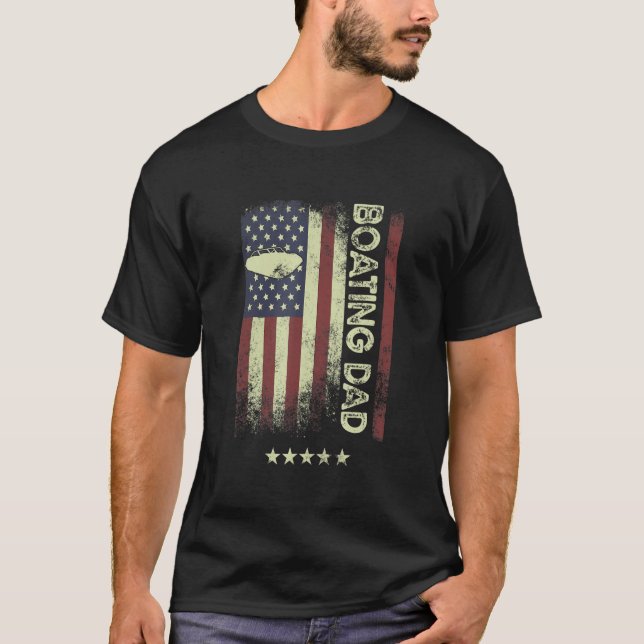 USA American Flag  Boating Dad 1 T Shirt (Framsida)