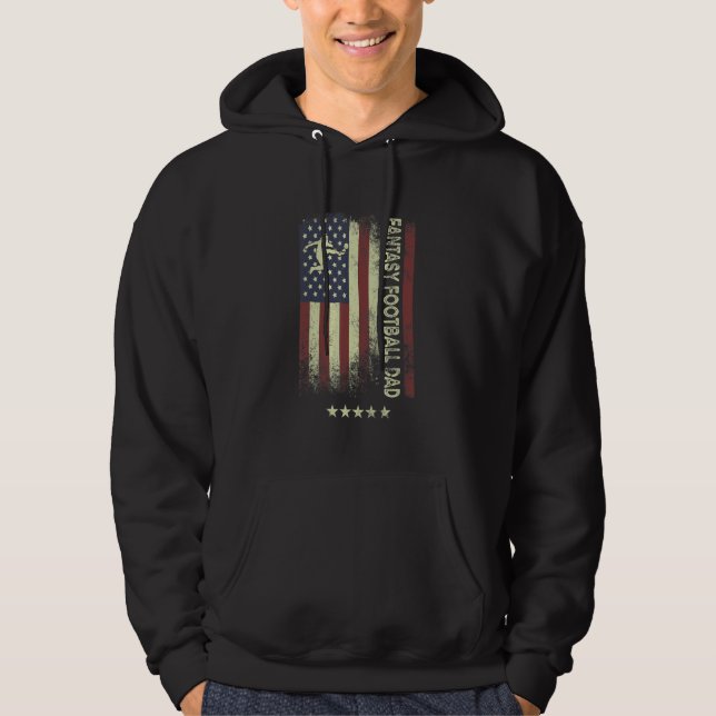 USA American Flag  Fantasy Football Dad 1 Hoodie (Framsida)