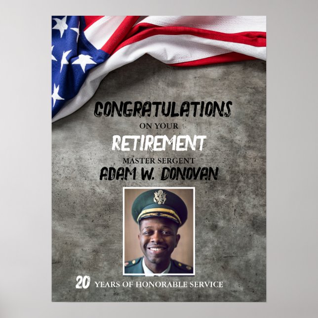 USA American Flag Military Retirement Welcome Poster (Framsidan)