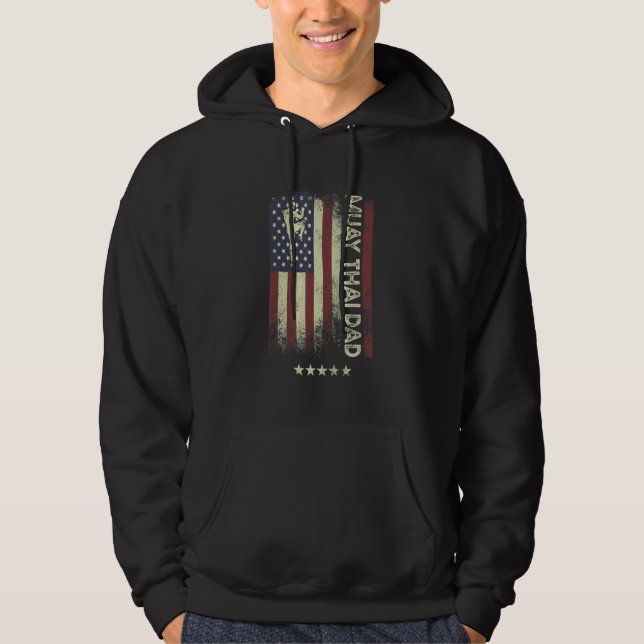 USA American Flag  Muay Thai Dad 1 Hoodie (Framsida)