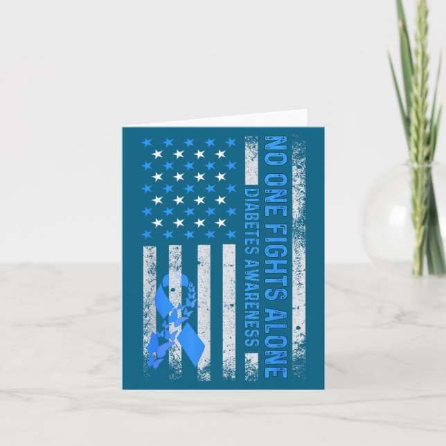 Usa American Flag No Fighting Alone Diabetes Aware Kort (Framsida)