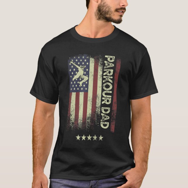 USA American Flag  Parkour Dad 1 T Shirt (Framsida)
