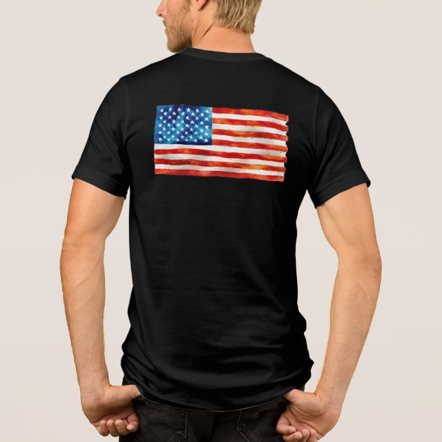 USA American Flag Patriot 4th of July Parade Vet T Shirt (Baksida)
