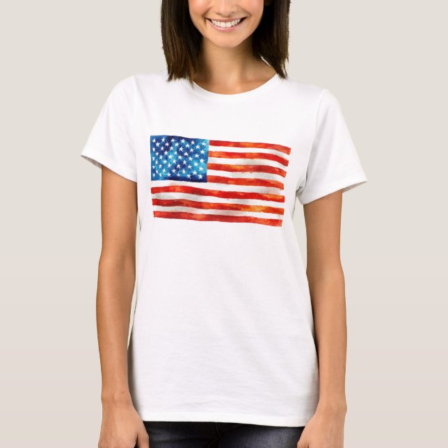 USA American Flag Patriot 4th of July Parade Vet T Shirt (Framsida)