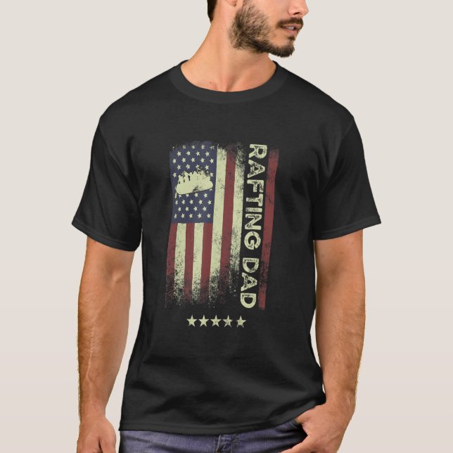 USA American Flag  Rafting Dad 1 T Shirt (Framsida)