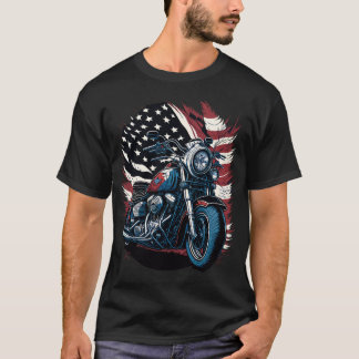 USA American Flag Rider Motorcycle Veteran Biker T Shirt