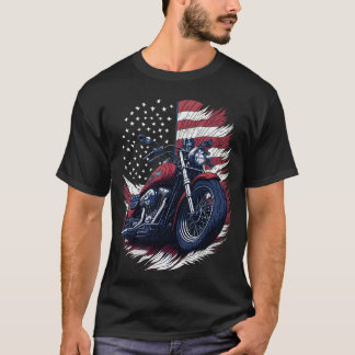 USA American Flag Rider Motorcycle Veteran Biker T Shirt