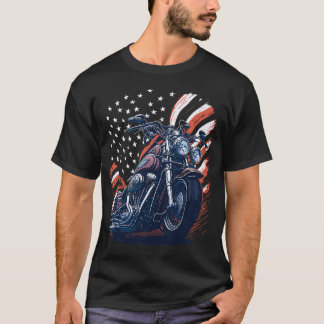 USA American Flag Rider Motorcycle Veteran Biker T Shirt