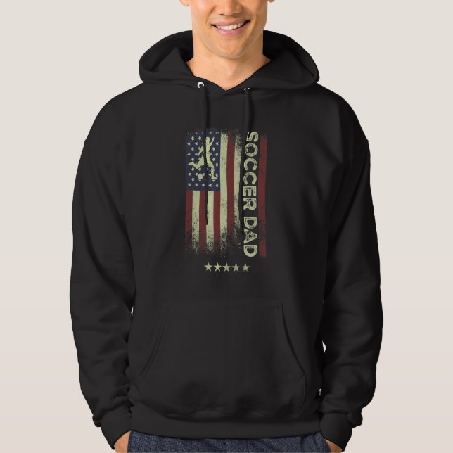 USA American Flag  Soccer Dad 1 Hoodie (Framsida)