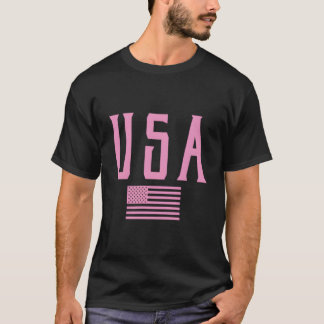 Usa American Flag Text K Print T Shirt
