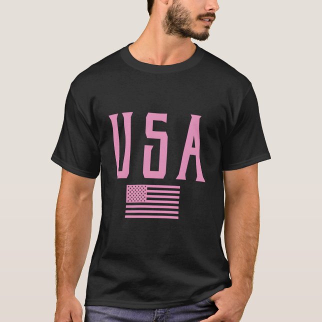 Usa American Flag Text K Print T Shirt (Framsida)