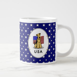 USA American Flagga Airedale Terrier Hund - Cute Jumbo Mugg