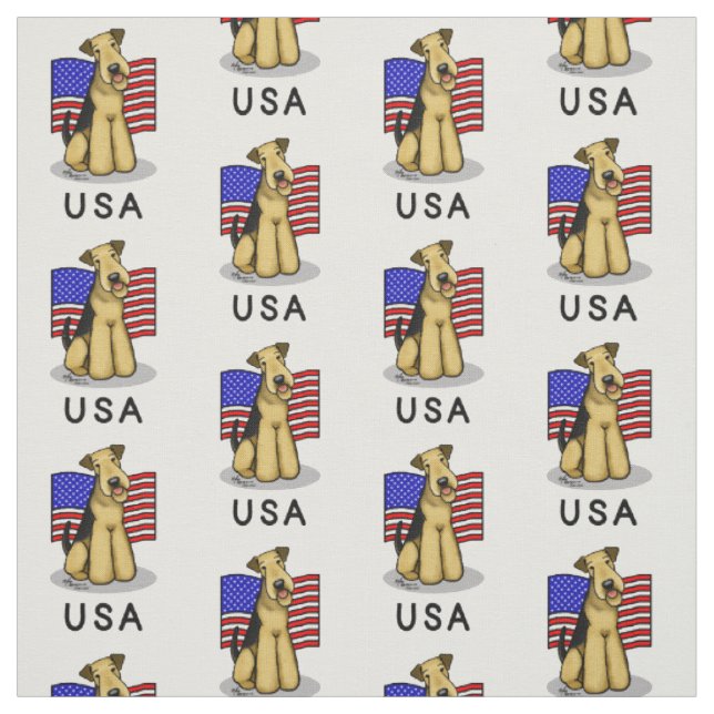 USA American Flagga Airedale Terrier Hund - Cute Tyg (Provkarta)