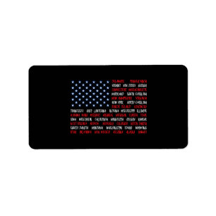 USA American Flagga All 50 State Namn Adressetikett