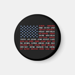 USA American Flagga All 50 State Namn Magnet