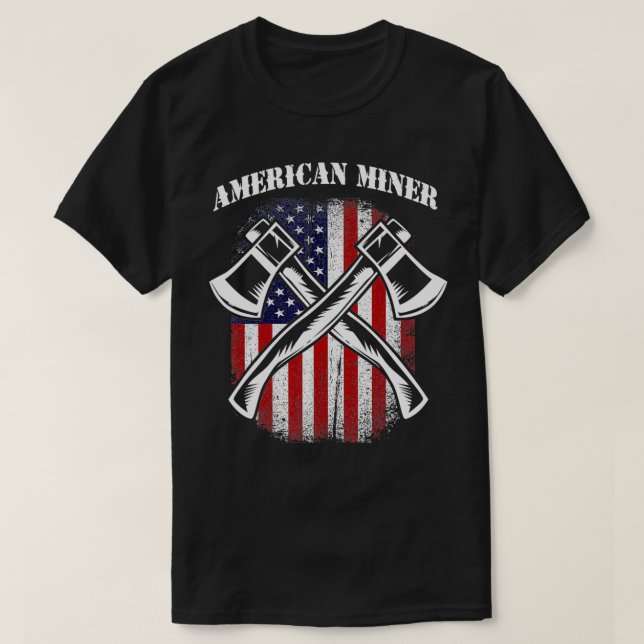 USA American Flagga American Miner T Shirt (Design framsida)