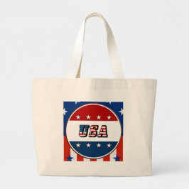 USA - American Flagga and Stars in Circle #2 Bag Jumbo Tygkasse