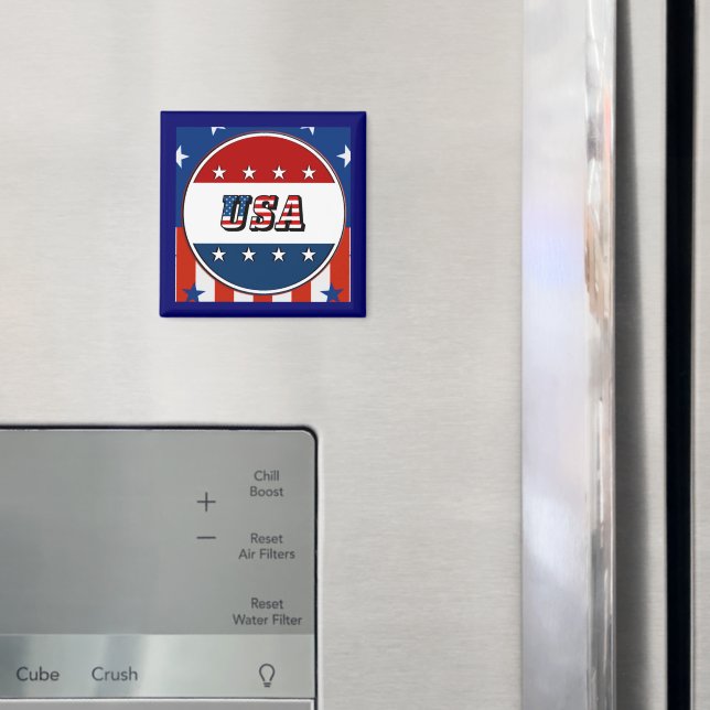 USA - American Flagga and Stars in Circle #2 Magnet (In Situ (Fridge))