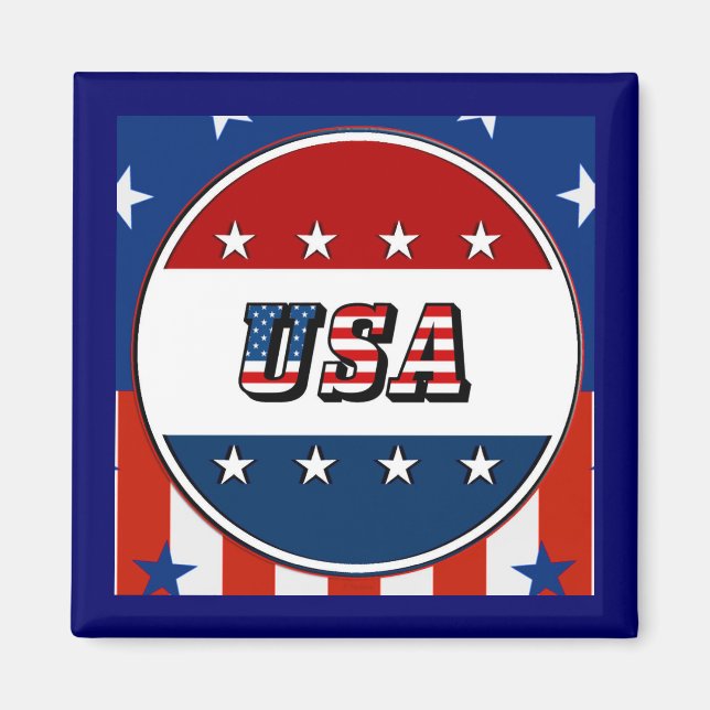 USA - American Flagga and Stars in Circle #2 Magnet (Framsidan)