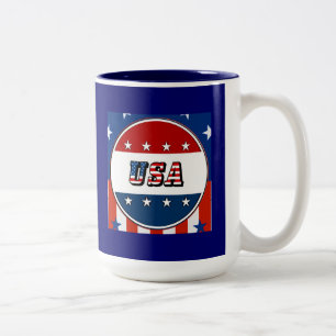 USA - American Flagga and Stars in Circle #2 Två-Tonad Mugg
