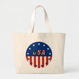 USA - American Flagga and Stars in Circle Bag Jumbo Tygkasse