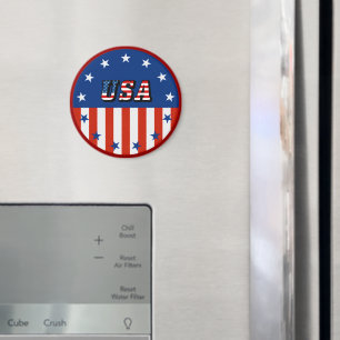 USA - American Flagga and Stars in Circle Magnet