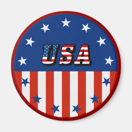 USA - American Flagga and Stars in Circle Magnet