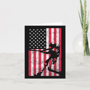 USA American Flagga Baseball Rött vitt blått 4:e a Kort