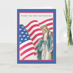 USA AMERICAN FLAGGA BLESSED VIRGIN MARY TACK KORT