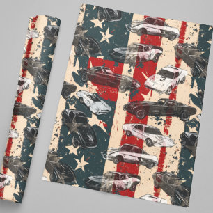 USA American Flagga Cars Tävla Grunge Presentpapper
