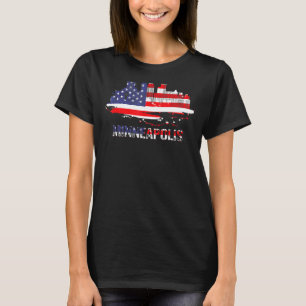 Usa American Flagga Cityscape Minneapolis Minnesot T Shirt