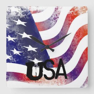 USA American Flagga Clock Fyrkantig Klocka
