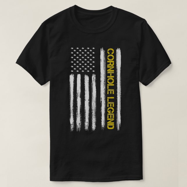 USA American Flagga Cornhole Legend Champion Bean  T Shirt (Design framsida)