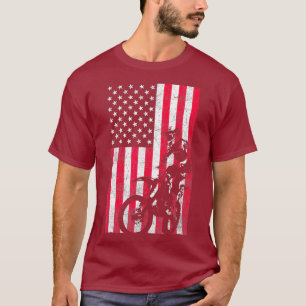 USA American Flagga Dirt Bike Rött vitt blått 4:e T Shirt