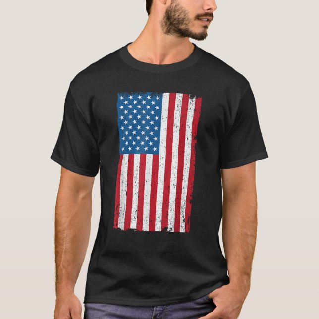 USA American Flagga Distress T Shirt (Framsida)